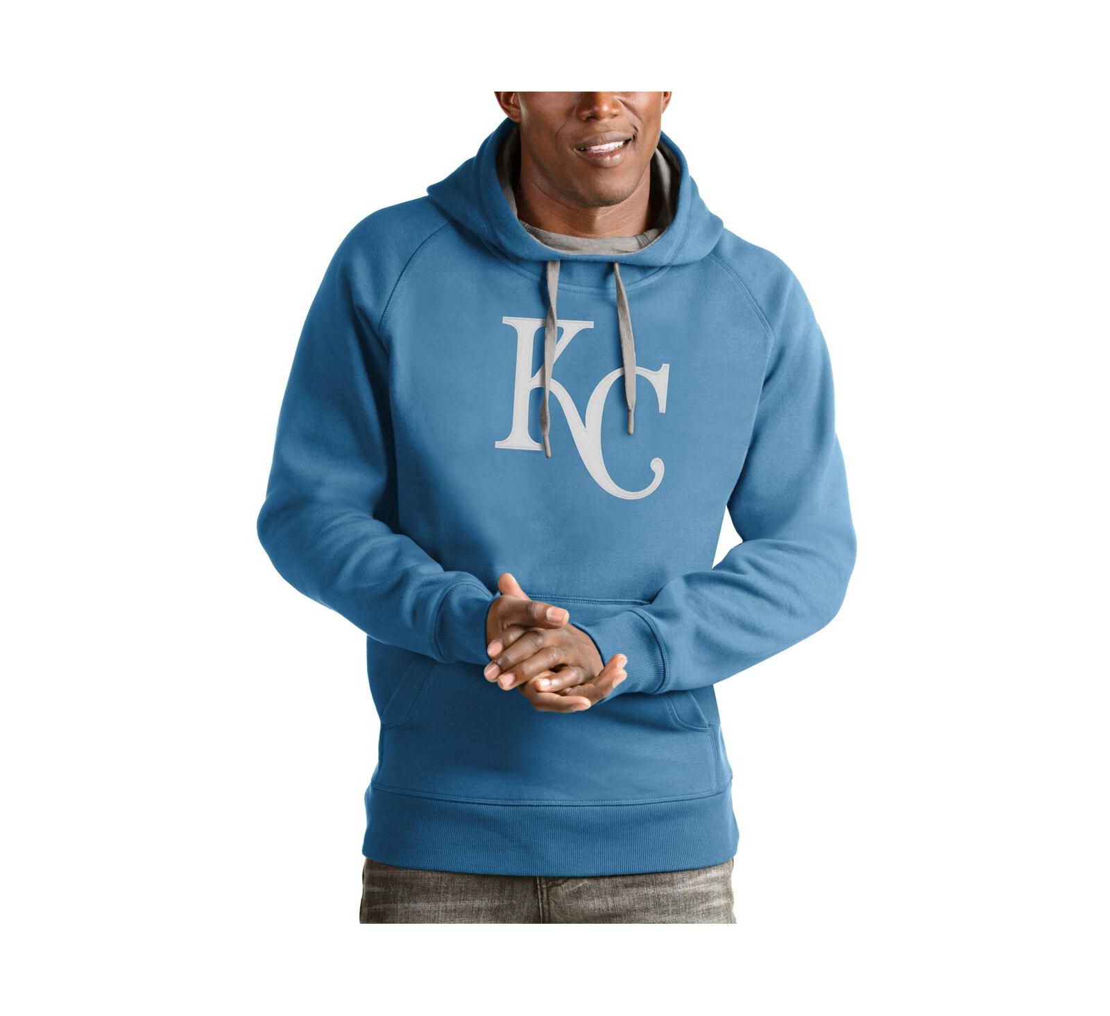 Мужской толстовка Antigua Kansas City Royals Victory Pullover с логотипом команды, светло-голубой