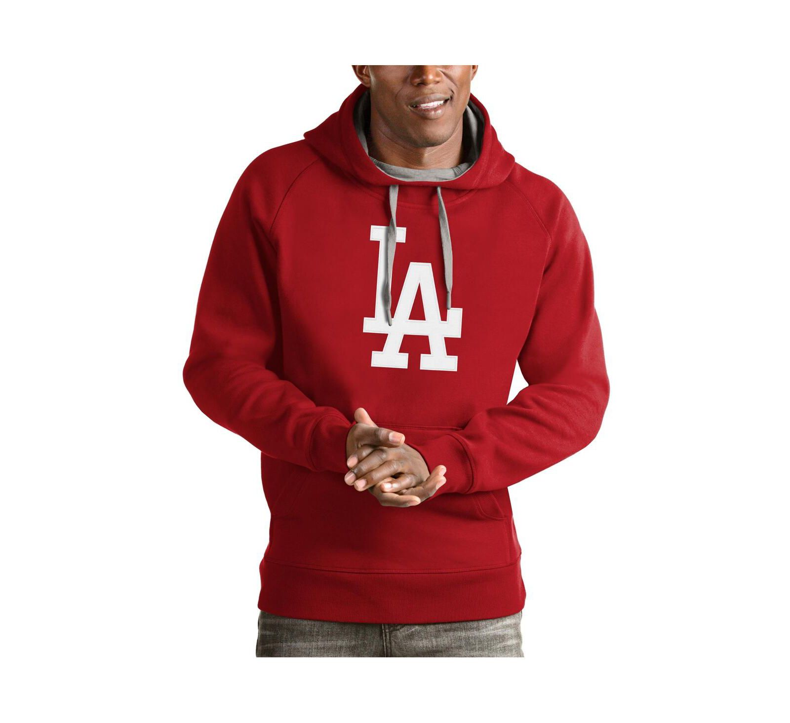 Antigua Men's Red Los Angeles Dodgers Victory Pullover Team Logo Hoodie