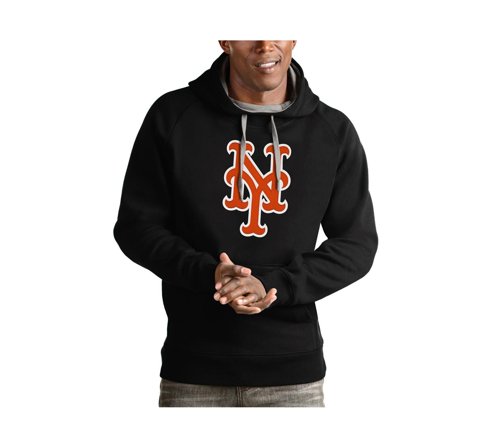 Мужское худи Antigua New York Mets Victory Pullover Team Logo Black