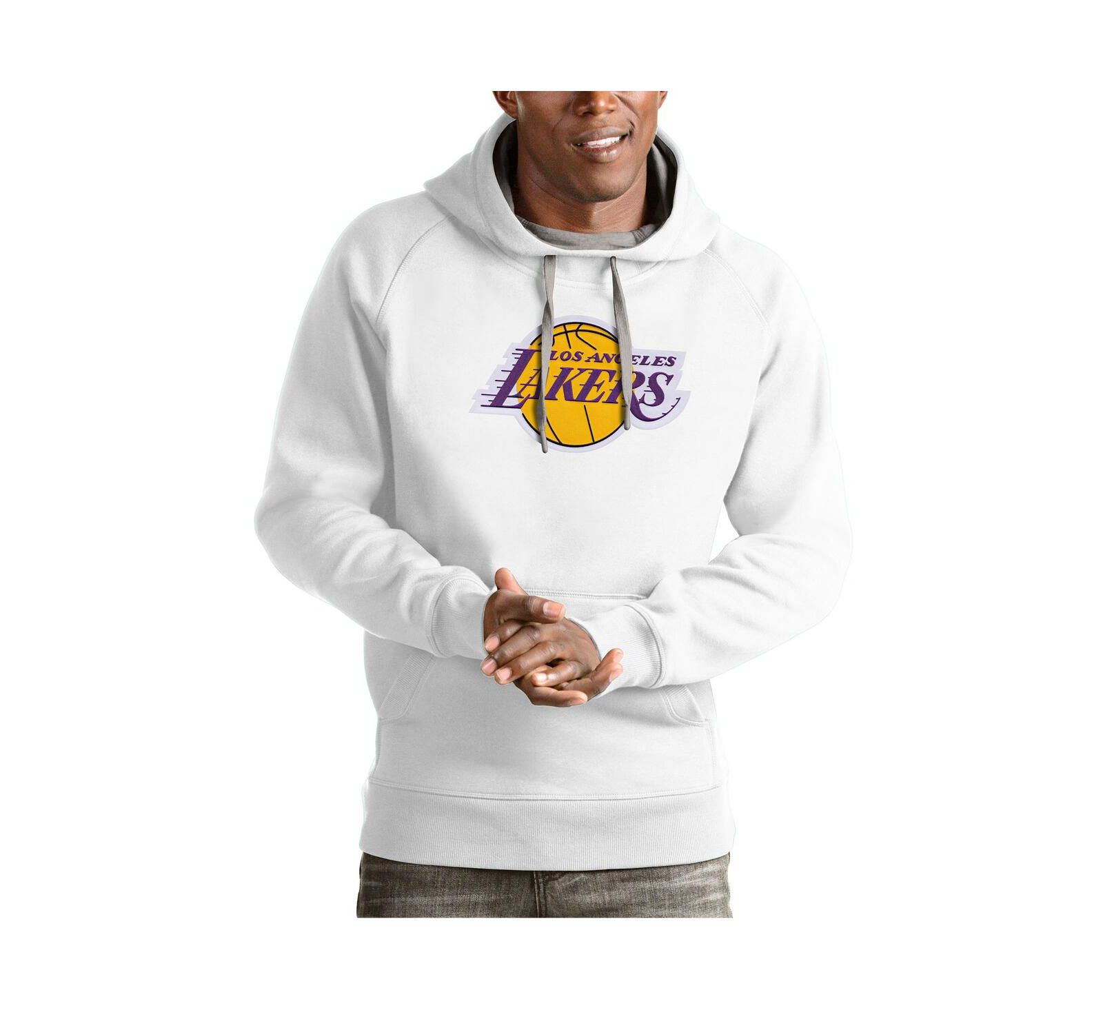 Мужское худи Antigua White Los Angeles Lakers Team Logo Victory Pullover