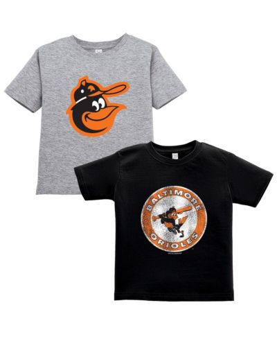 Soft as a Grape Toddler Black/Gray Baltimore Orioles Cooperstown Collection T-Shirt, Set of 2