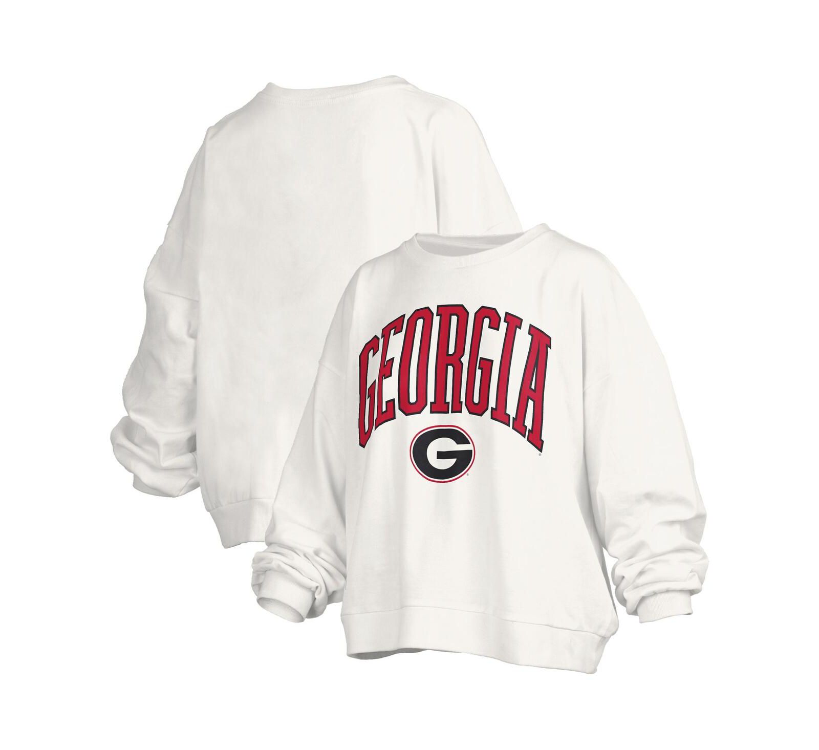 Pressbox Женский безразмерный свитшот с логотипом Georgia Bulldogs White