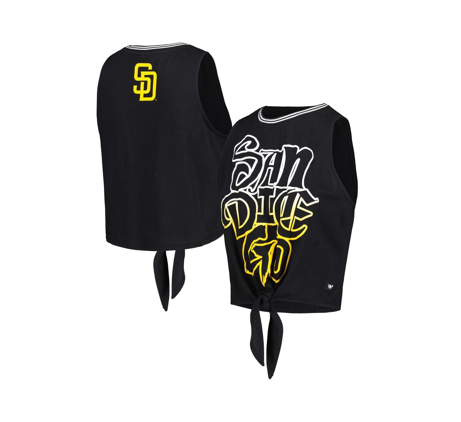 Женский топ The Wild Collective Black San Diego Padres Twisted Tie Front Tank
