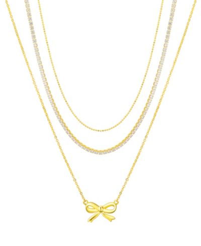 Unwritten Cubic Zirconia Bow Layered Necklace Set
