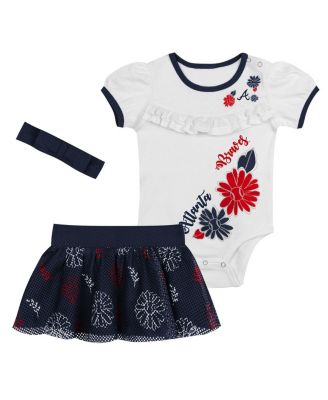 Outerstuff комплект боди и юбки Atlanta Braves White/Navy