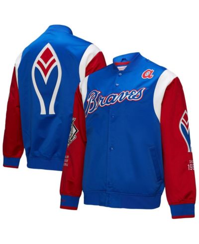 Mitchell & Ness Мужская атласная куртка на кнопках Atlanta Braves Cooperstown Collection