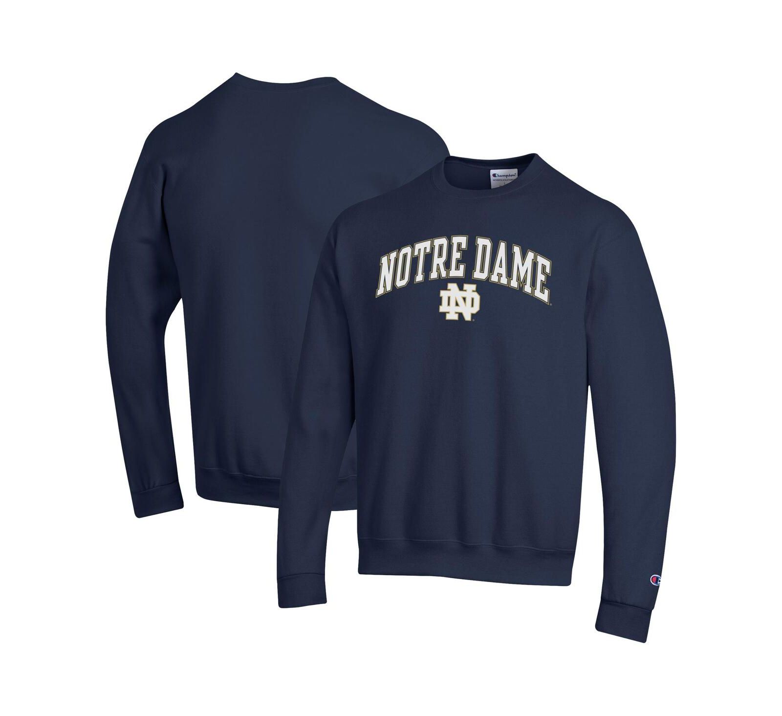 Мужской свитшот Champion Navy Notre Dame Fighting Irish Arch Over Logo Pullover