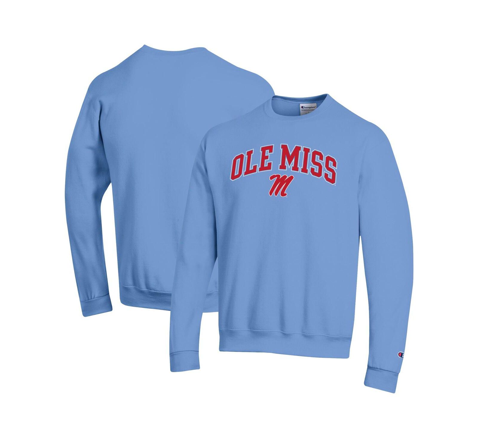 Мужской голубой свитшот Champion Ole Miss Rebels Arch Over Logo Pullover