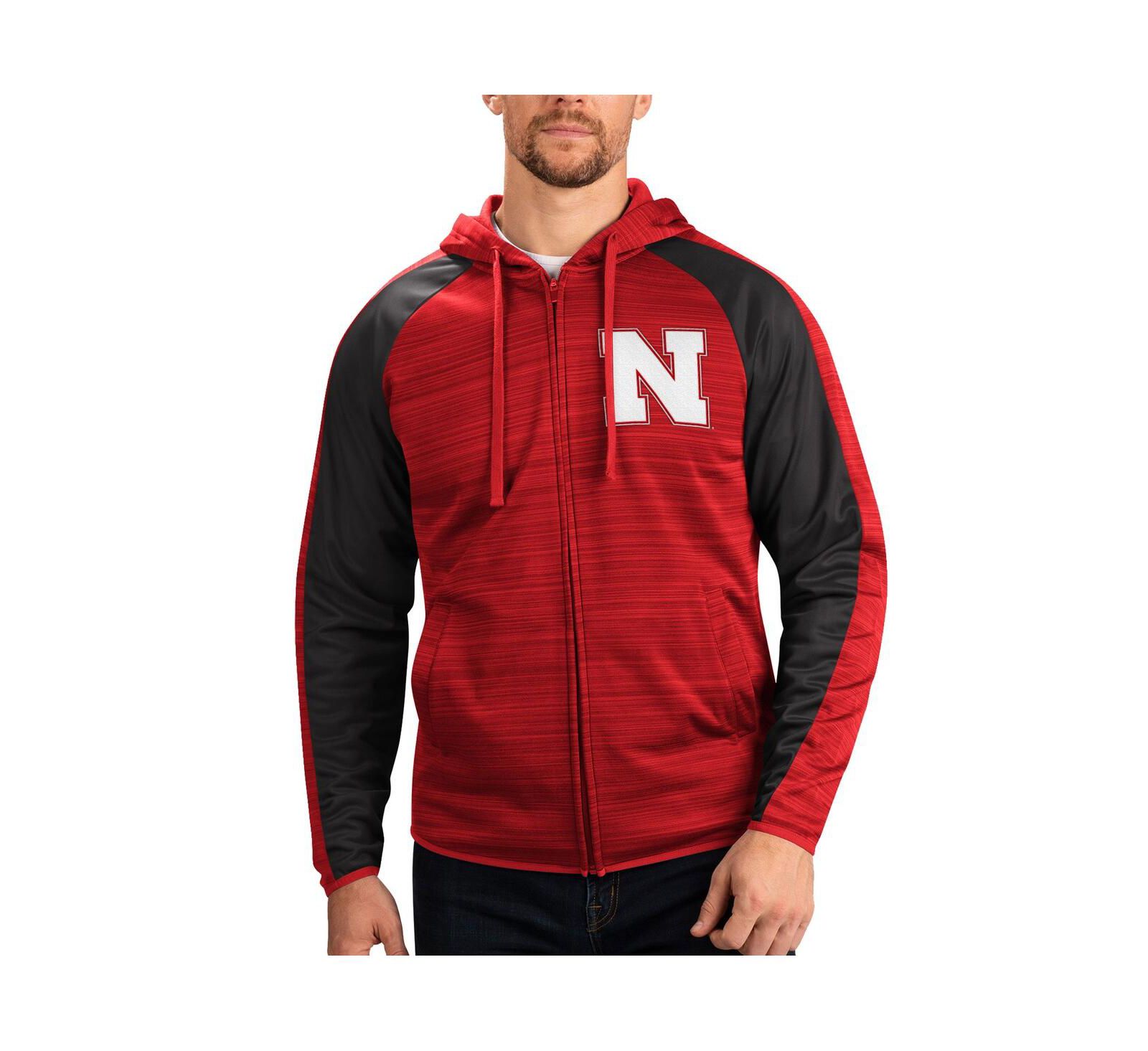 G-III Sports by Carl Banks Men's Scarlet Nebraska Huskers Neutral Zone Raglan Full-Zip Track Hoodie Jacket