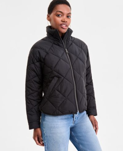 BCBG Women's Cropped Diamond Quilted A-Line Jacket, Exclusively at Macy's