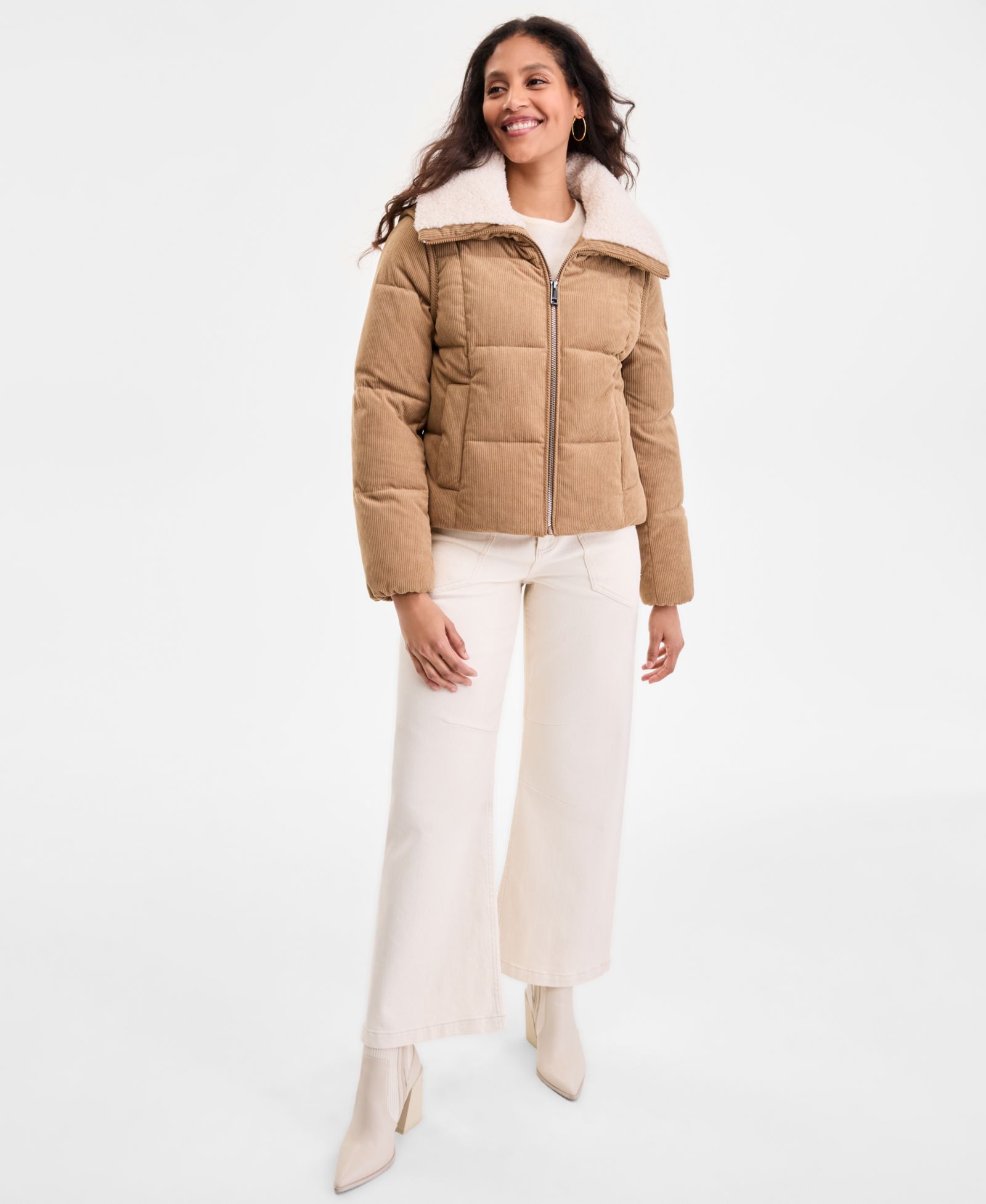 BCBG Women's Corduroy Puffer Coat