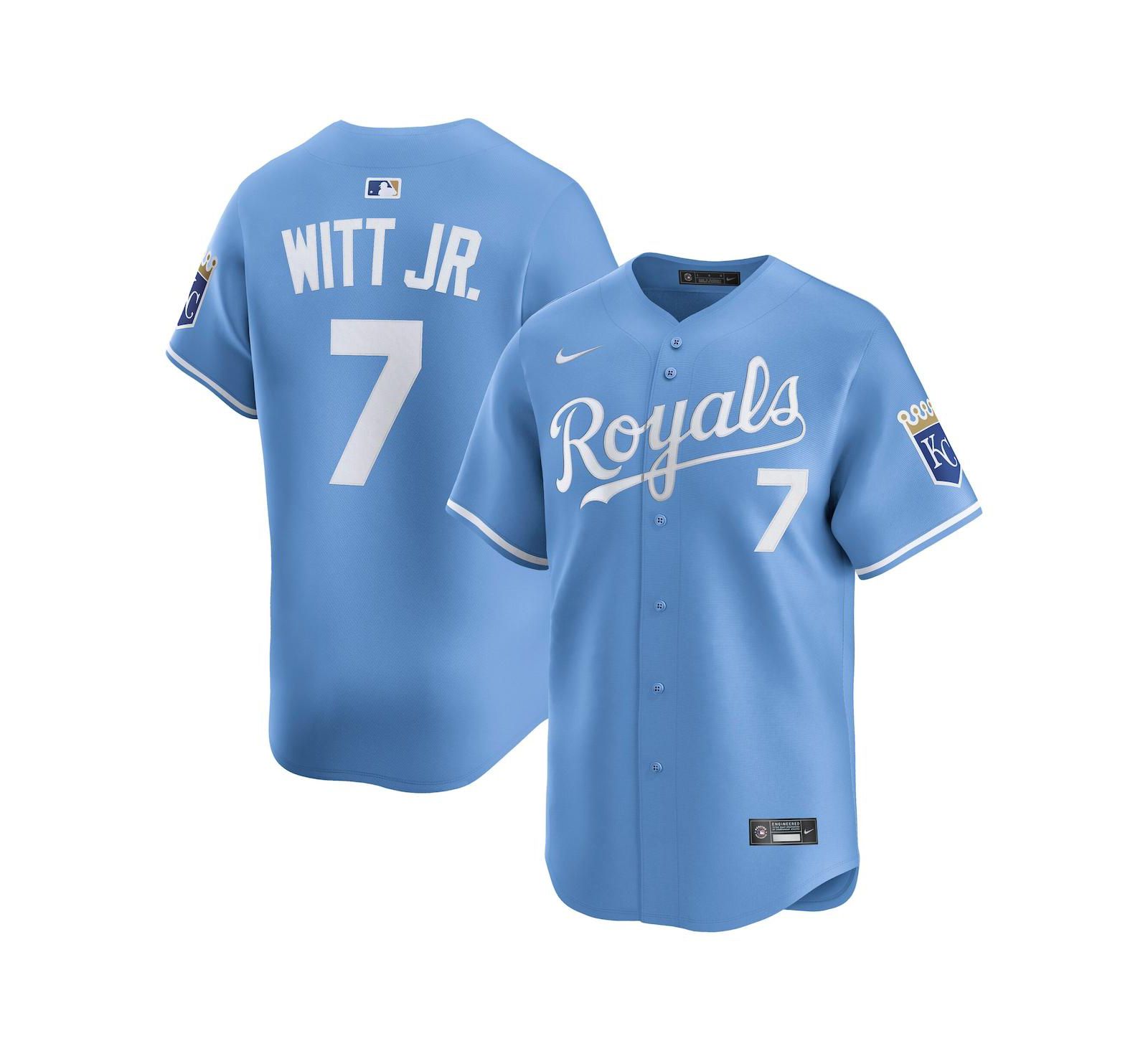 Мужская джерси Nike Bobby Witt Jr. Light Blue Kansas City Royals Alternate Limited Player