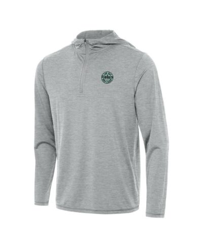 Antigua Men's Heather Gray TGL The Bay Golf Club Tidy Quarter-Zip Hoodie