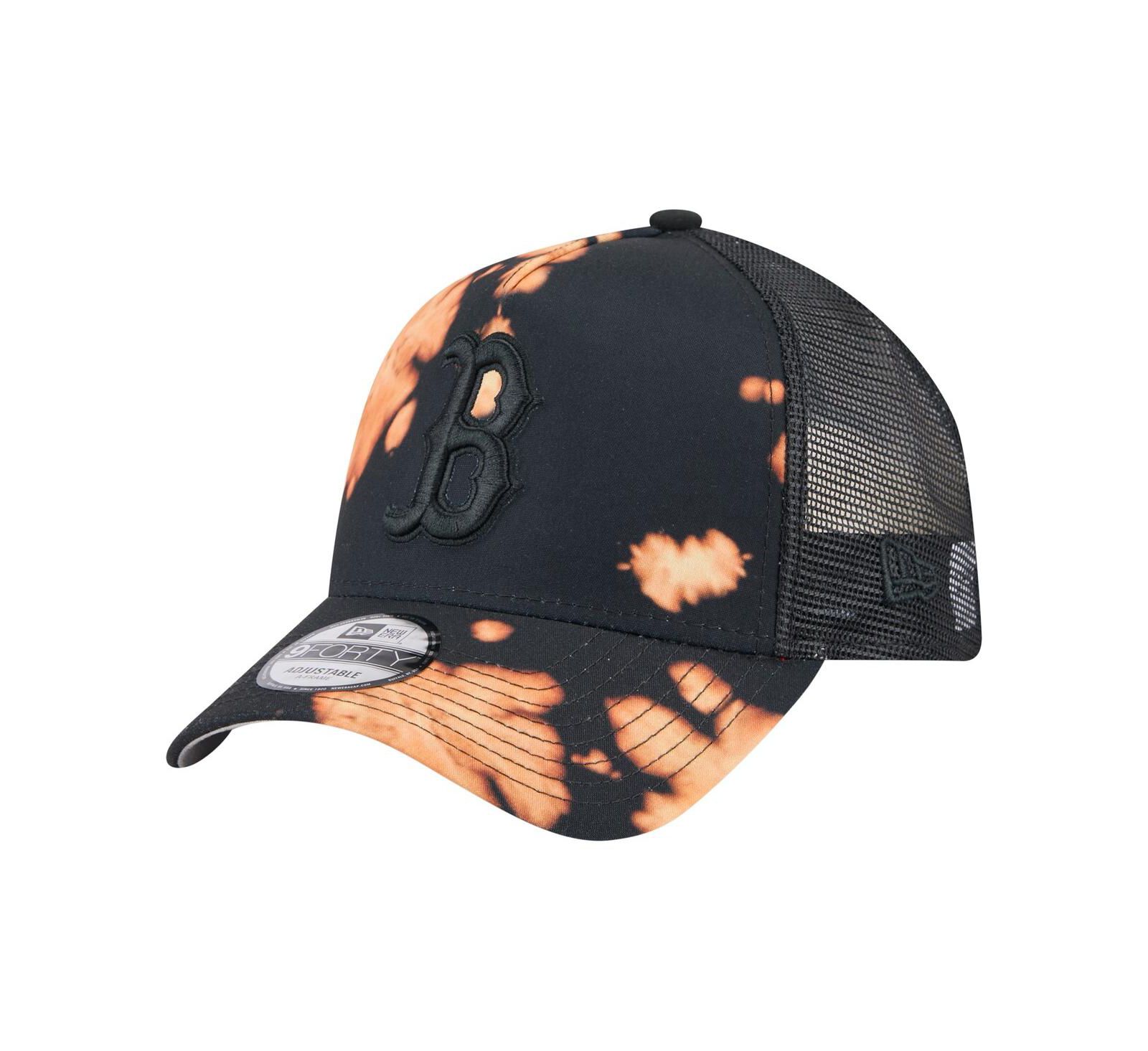 New Era Men's Black Boston Red Sox Bleached A-Frame 9FORTY Adjustable Hat