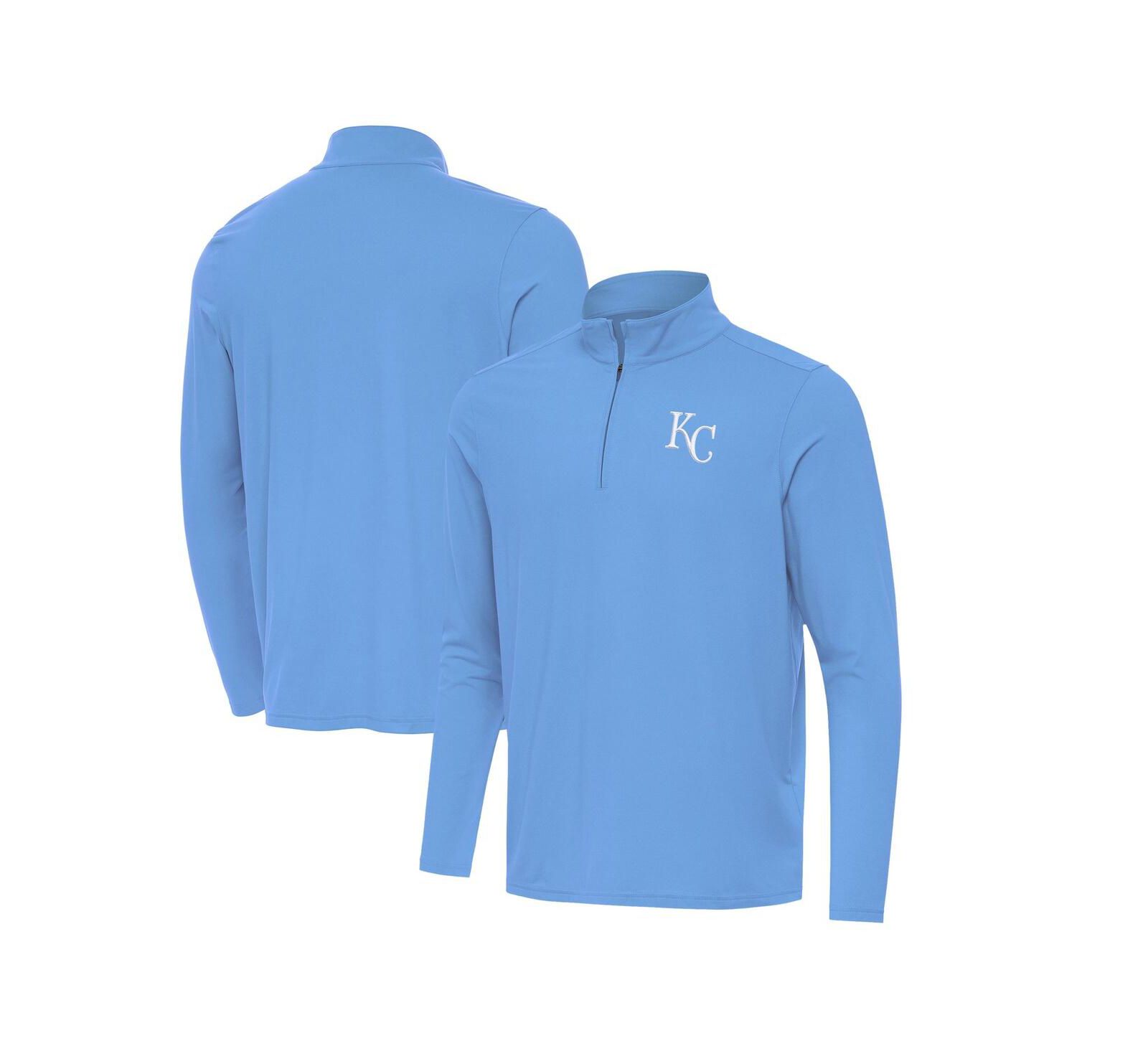 Antigua Топ Men's Powder Blue Kansas City Royals Intent Quarter-Zip