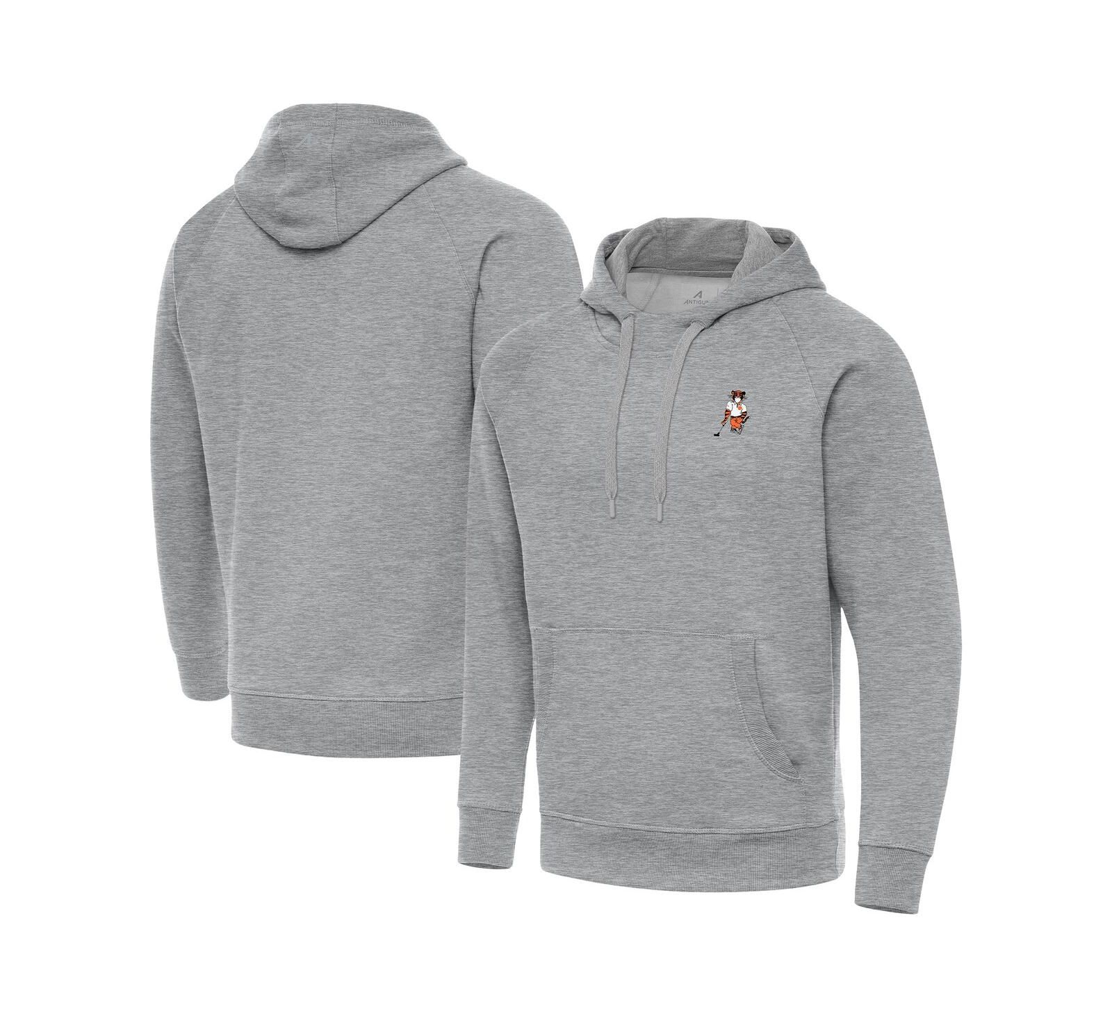 Antigua Men's Heather Gray Clemson Tigers Golfer Victory Pullover Hoodie
