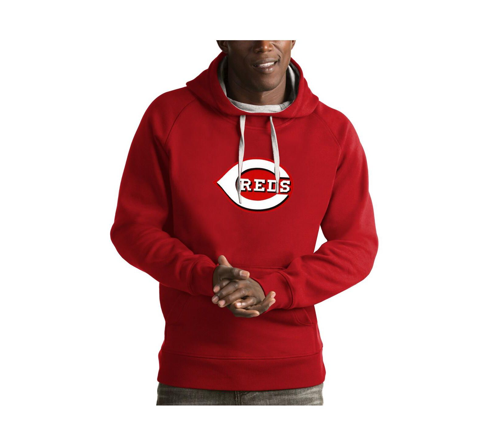 Antigua Men's Red Cincinnati Reds Victory Pullover Hoodie