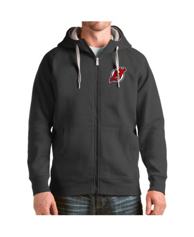 Мужское худи Antigua Charcoal New Jersey Devils Logo Victory Full-Zip