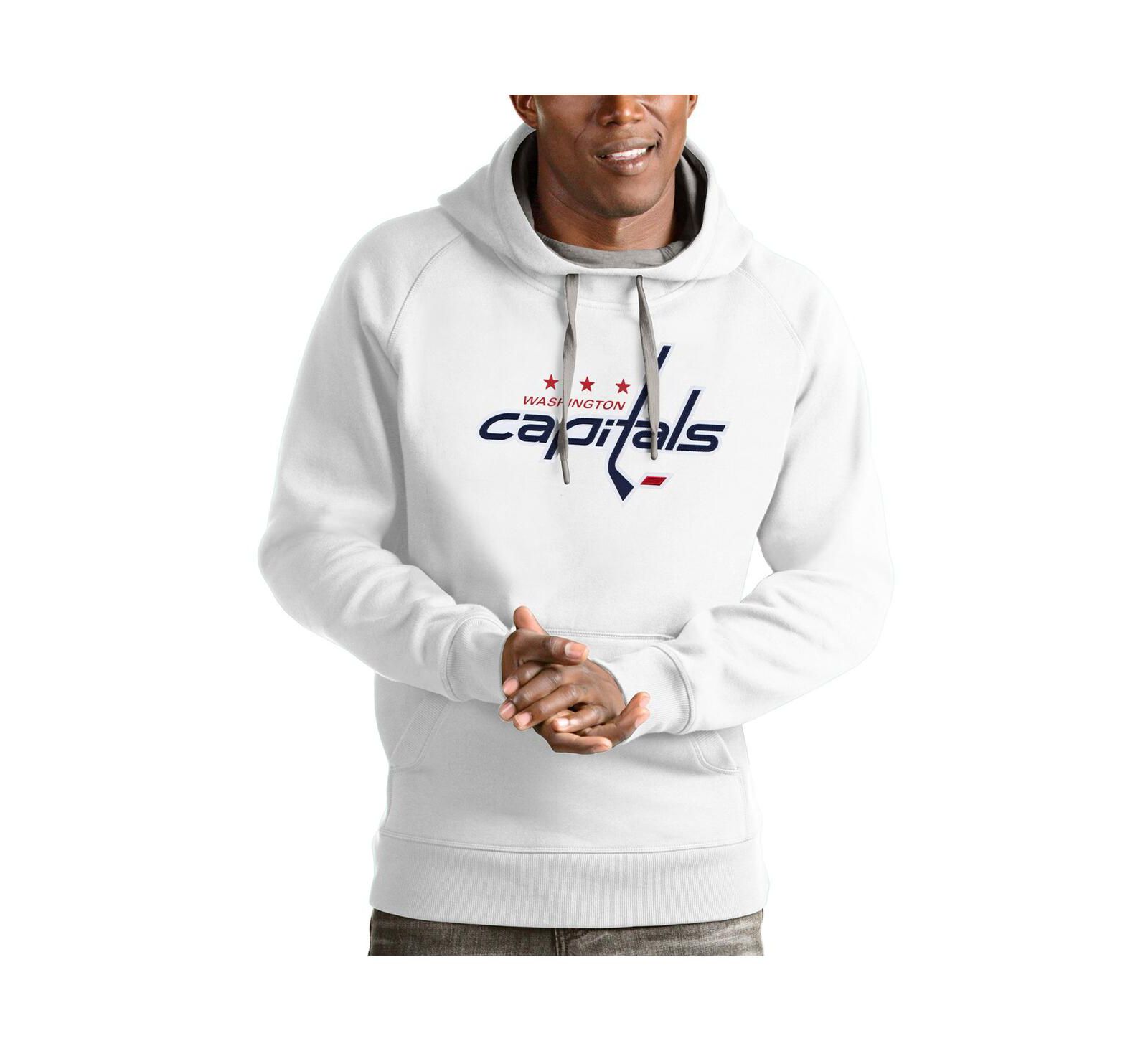Antigua Men's White Washington Capitals Logo Victory Pullover Hoodie