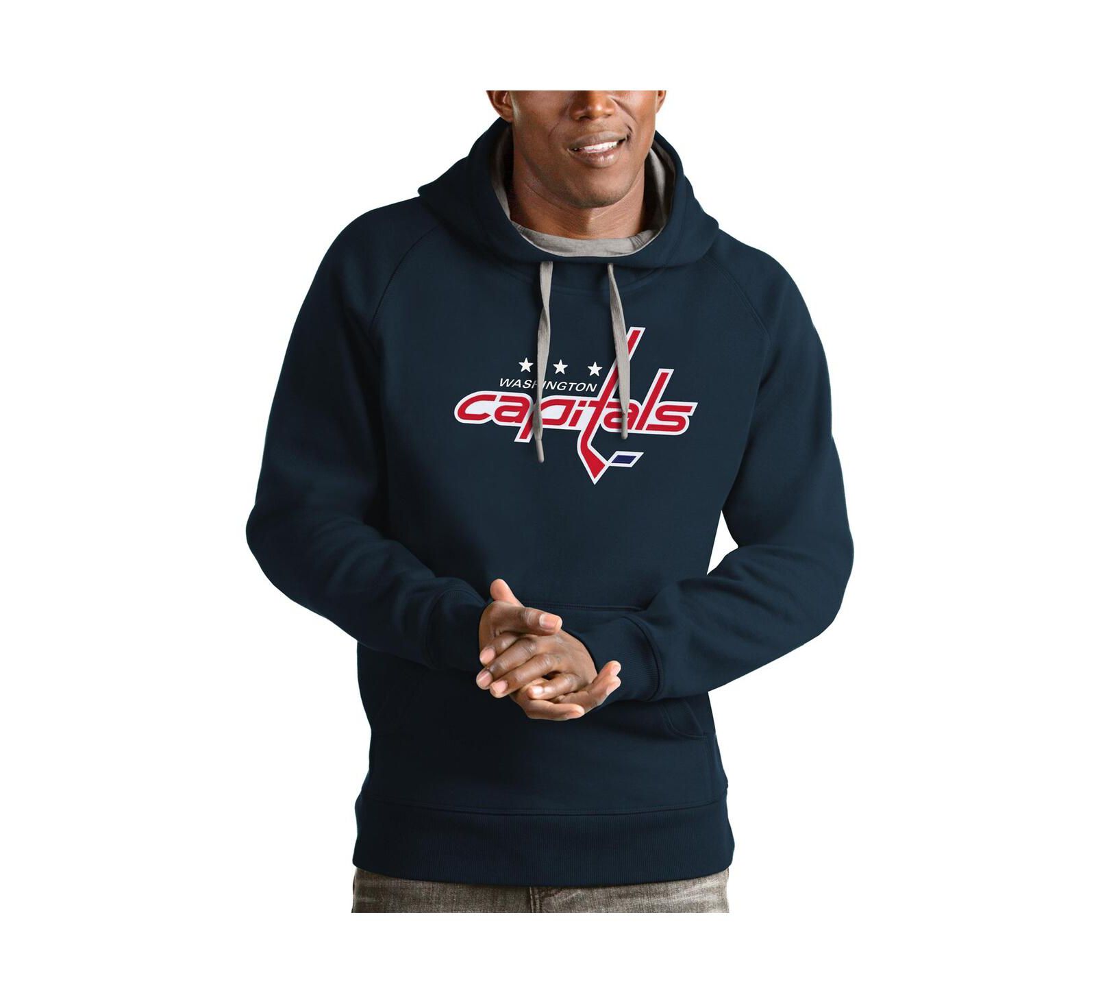 Antigua Men's Navy Washington Capitals Logo Victory Pullover Hoodie