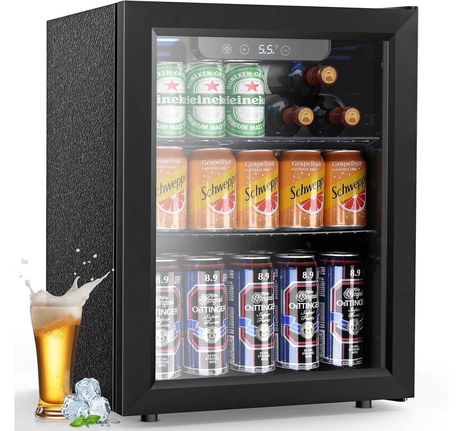 Мини-холодильник для напитков Cowsar 1.7 Cu.ft с дверцей из стекла и полками