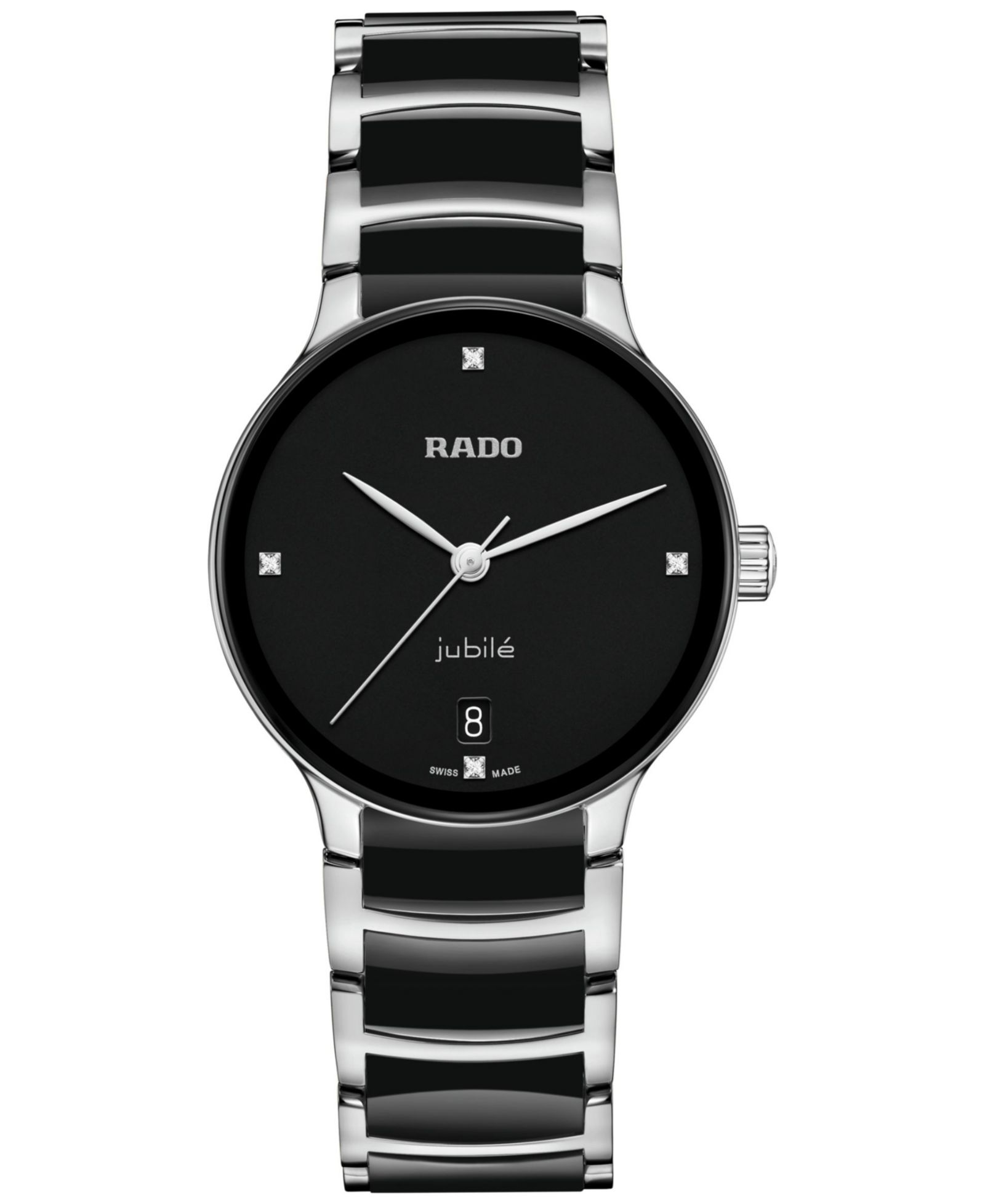 Женские часы Rado Swiss Centrix Diamond Accent Black Ceramic & Stainless Steel 35mm