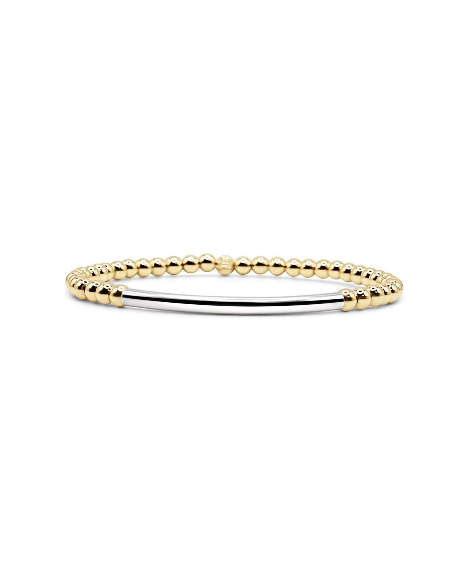 4mm Gold Filled Ball and Sterling Silver Tube Stretch Bracelet