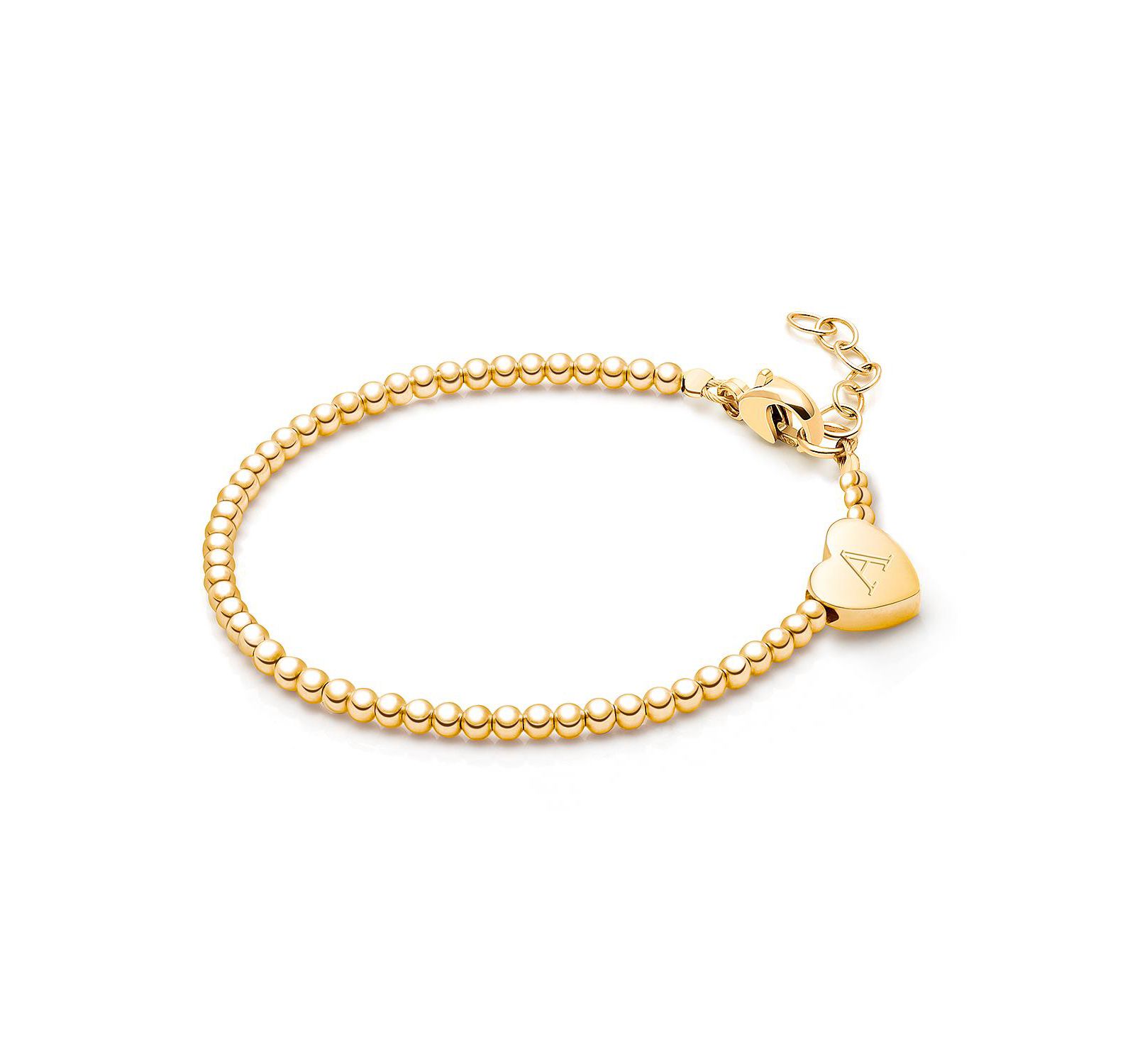 Tiny Blessings 14K Gold Dainty Heart and Engraved Initial Bracelet