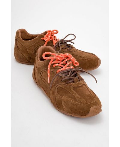 Cognac brown suede leather
