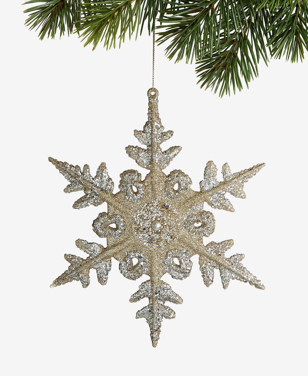 Елочная игрушка Holiday Lane Christmas Giltters Silver Snowflake, эксклюзив Macy's