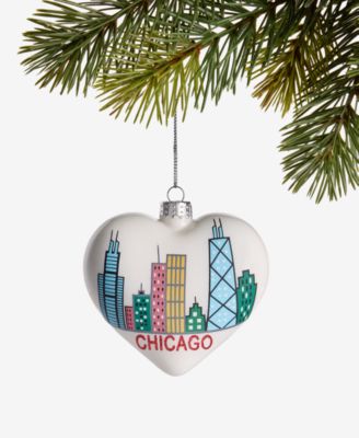 Holiday Lane Стеклянное украшение в форме сердца Chicago Skyline