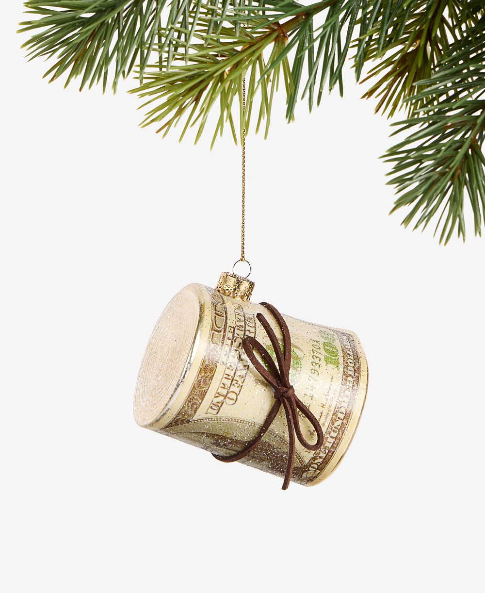 Holiday Lane Eclectic Charm Glass Rolled $100 Bill Ornament, Macy's Exclusive