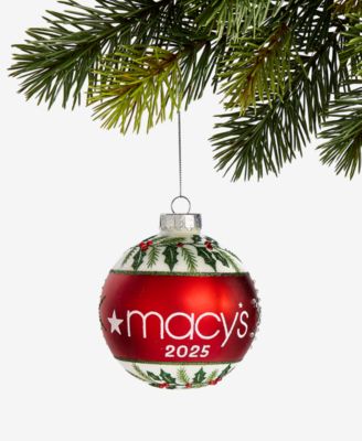 Стеклянное украшение Holiday Lane Macy's 2026 Glass Holly Ball Ornament