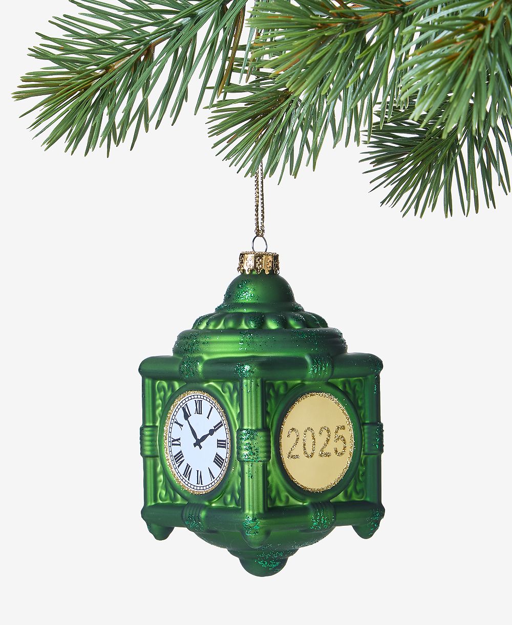 Holiday Lane Marshall Fields Green Clock Ornament