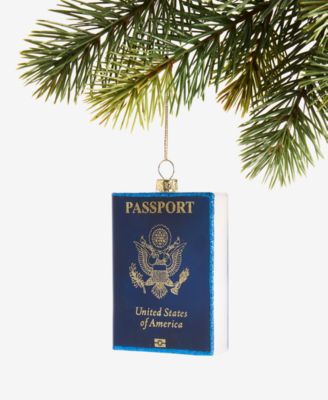 Holiday Lane World Traveler Glass American Passport Ornament, Macy's Exclusive