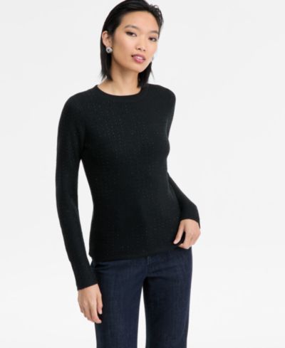 I.N.C. International Concepts Women's Rhinestone Rib Sweater, Macy's Exclusive