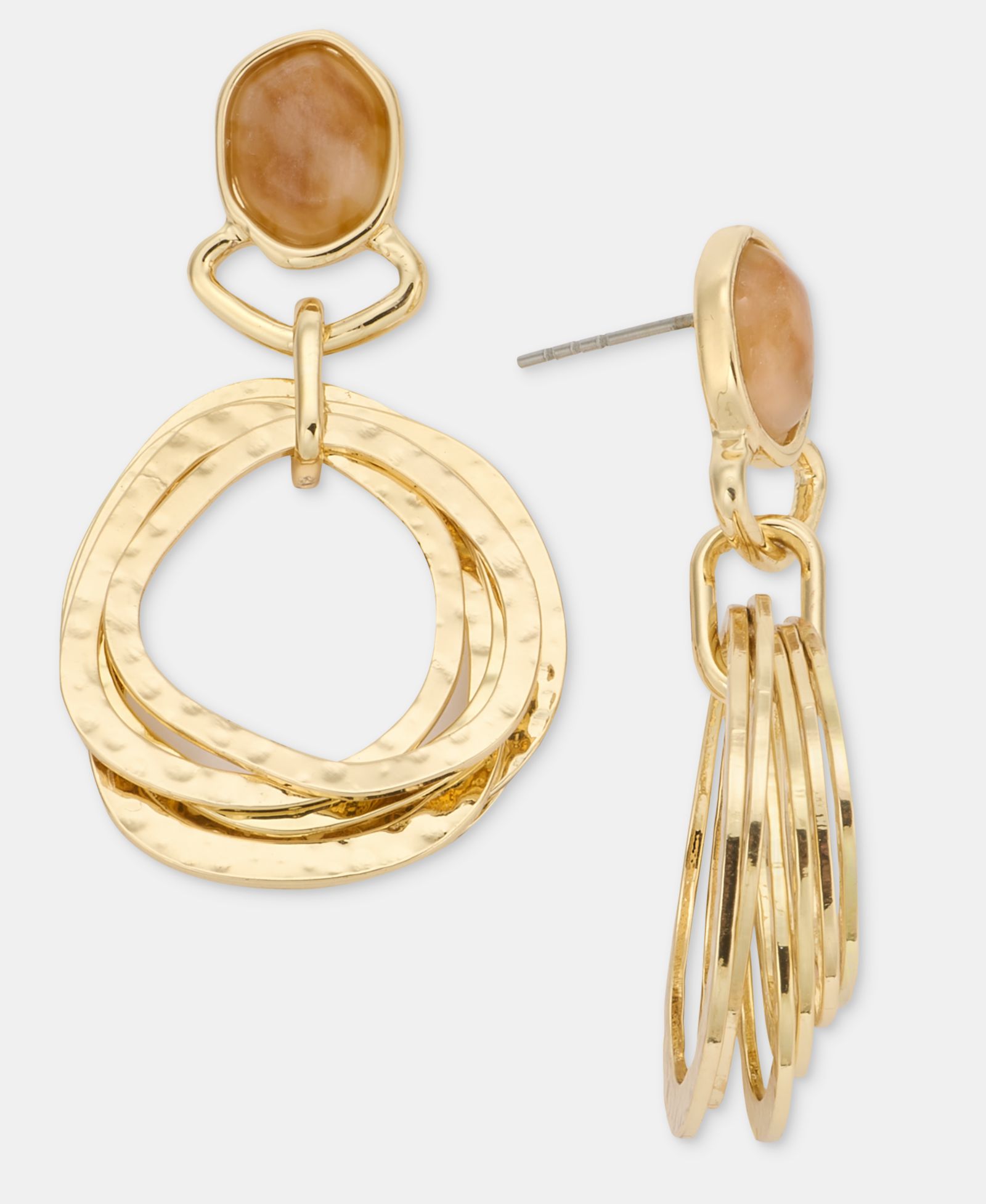 Серьги-подвески Style & Co Stone & Hammered Ring Doorknocker