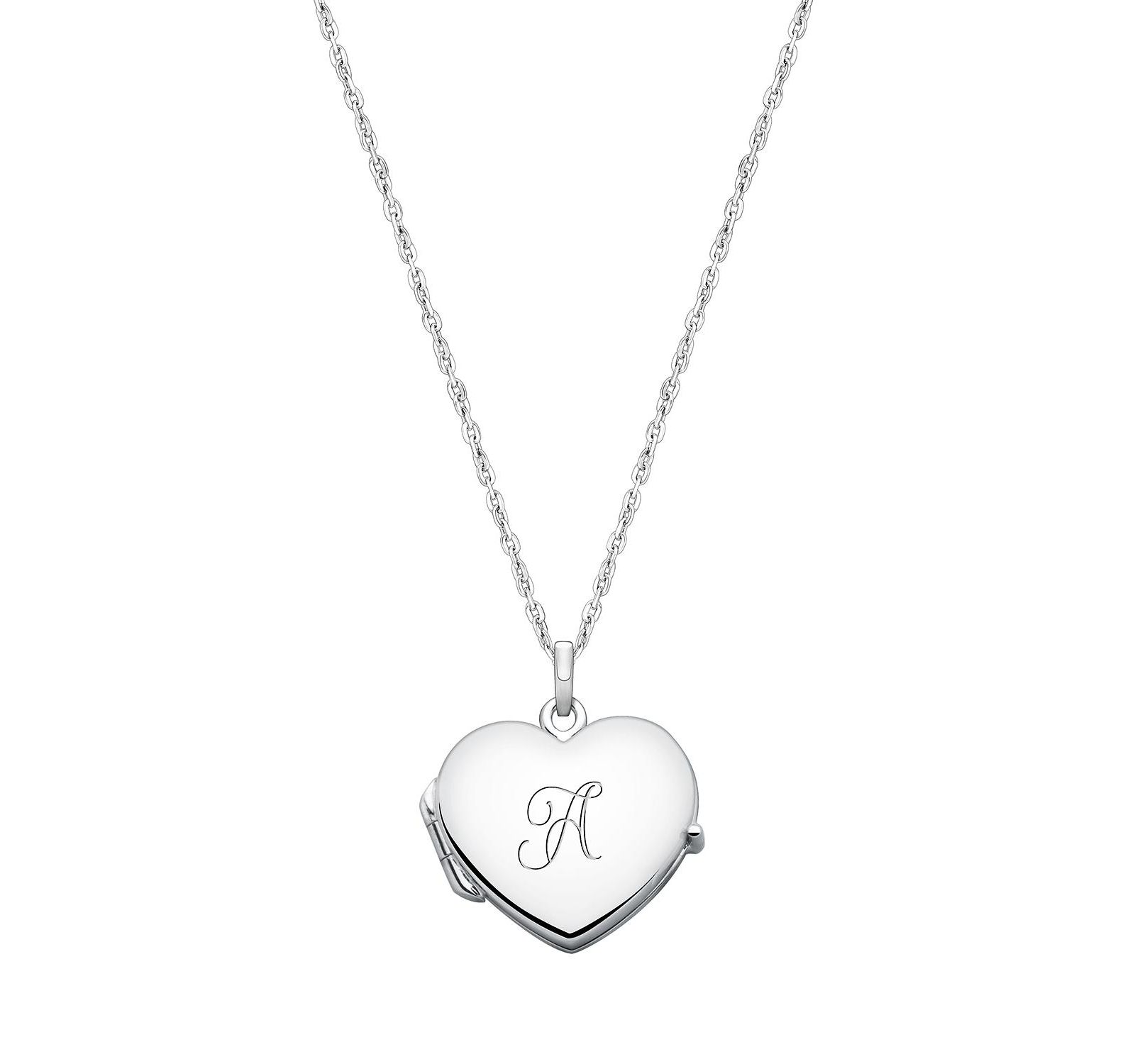 Tiny Blessings Sterling Silver Engraved Heart Locket Initial Necklace