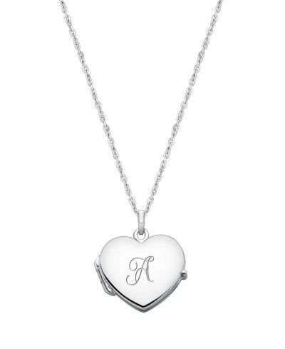 Tiny Blessings Sterling Silver Engraved Heart Locket Initial Necklace