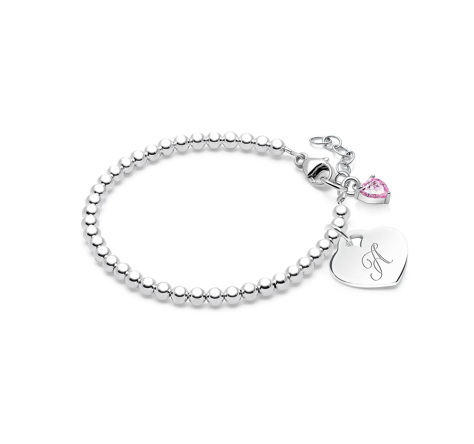 Браслет Tiny Blessings Sterling Silver с бусинами 3mm и гравировкой инициалов