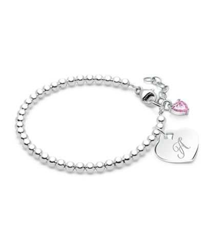Браслет Tiny Blessings Sterling Silver с бусинами 3mm и гравировкой инициалов