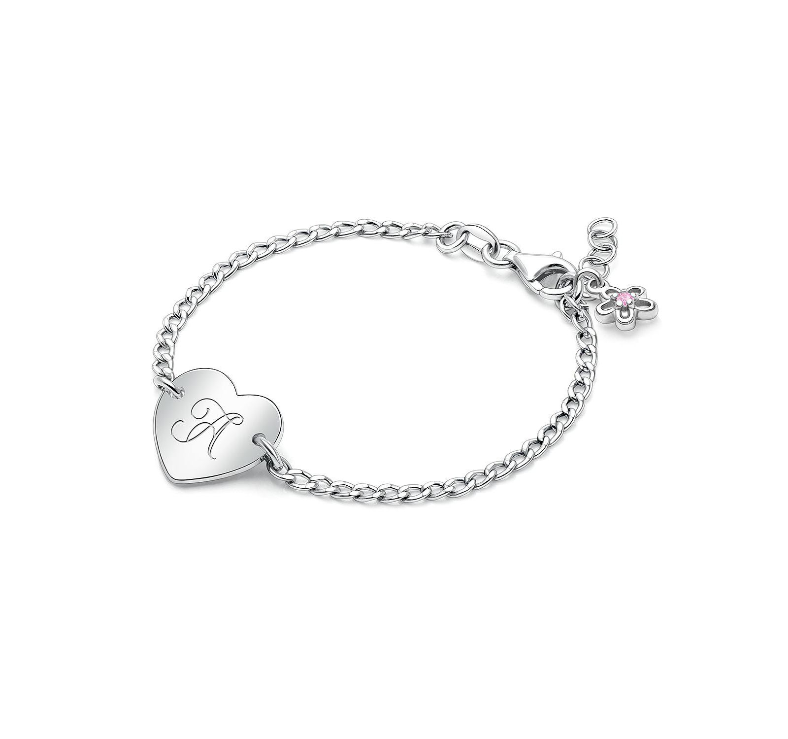 Tiny Blessings Sterling Silver Engraved Heart ID Initial Bracelet