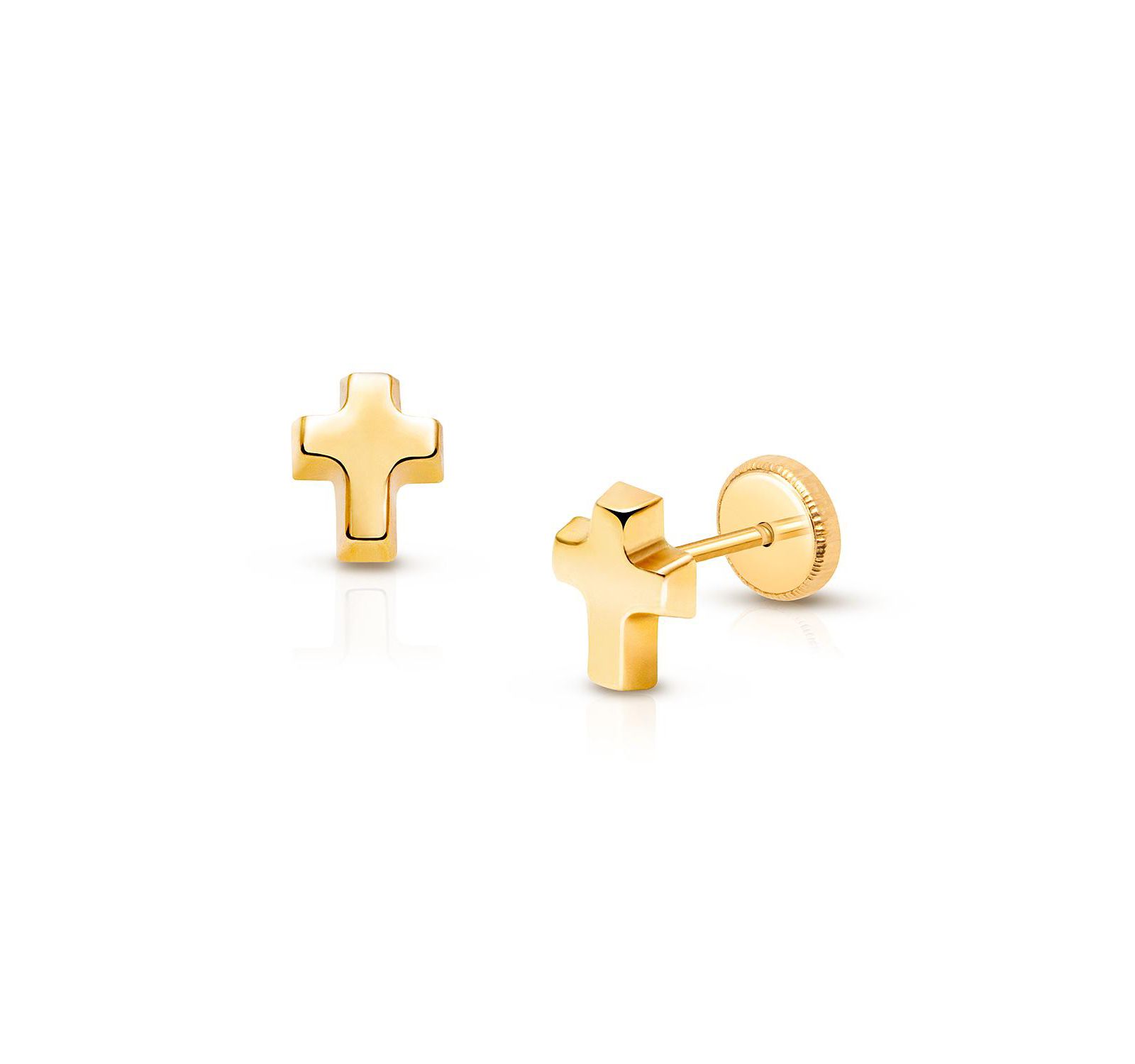 Tiny Blessings 14K Gold Simple Cross Stud Screw Back Earrings