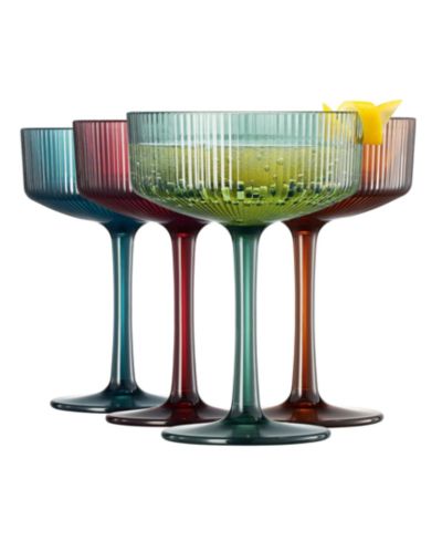 The Wine Savant Khen Art Deco Shatterproof Coupe Glasses, Set of 4