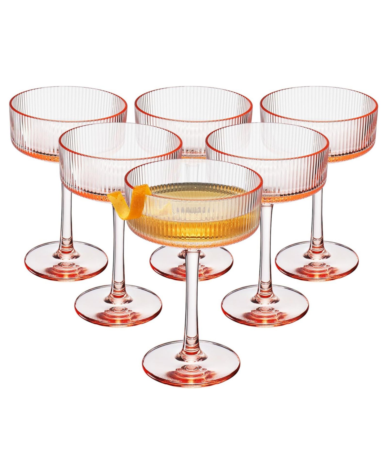 The Wine Savant Khen Art Deco Shatterproof Coupe Glasses, Set of 6