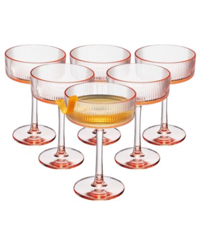 The Wine Savant Khen Art Deco Shatterproof Coupe Glasses, Set of 6