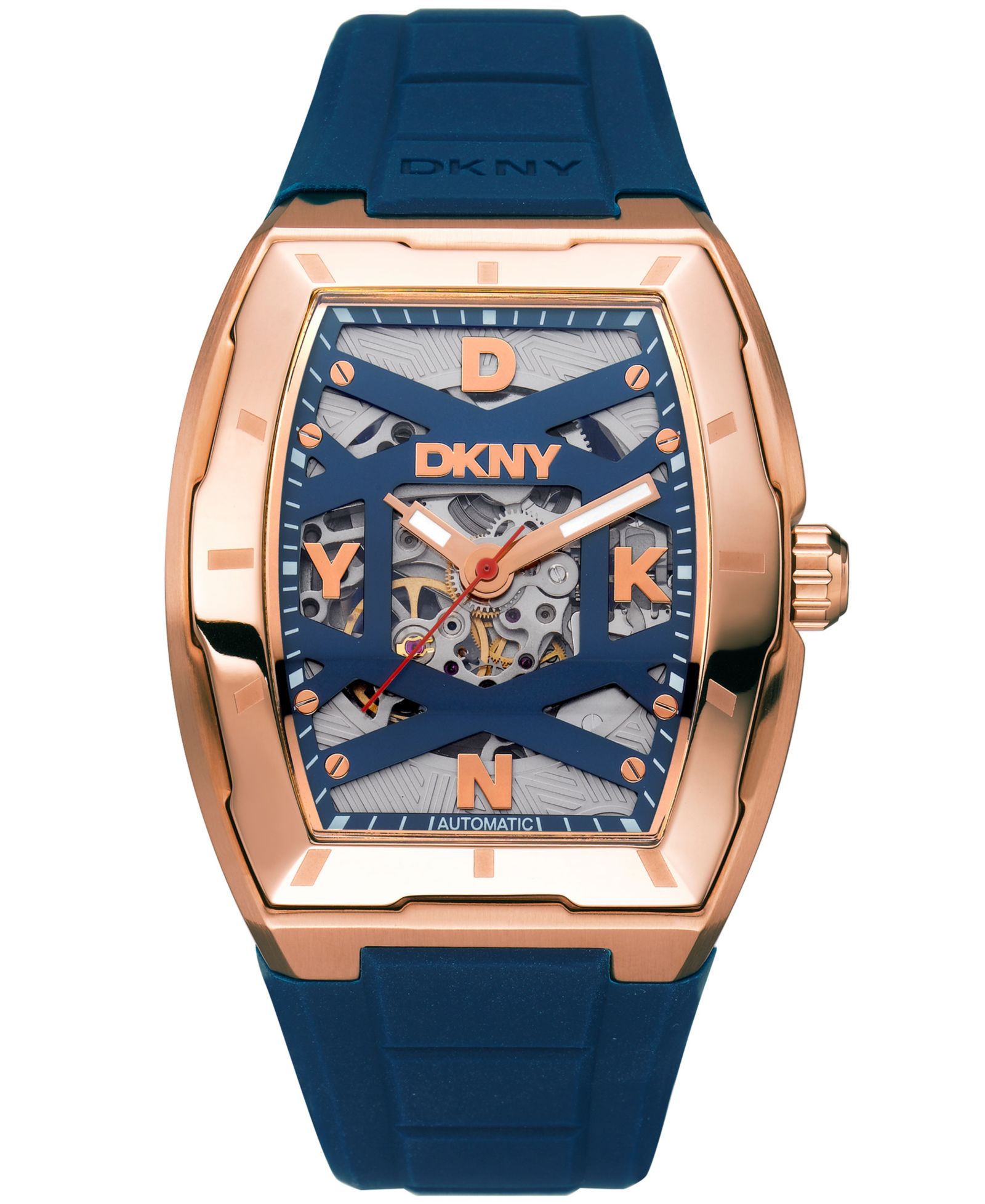 DKNY Men's Urban Automatic Dark Blue Silicone Strap Watch, 51mm