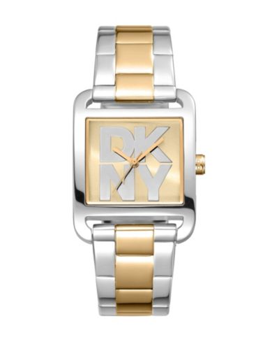 DKNY Women's City Maxi Champagne Dial Gold-Two-Tone Stainless Steel Bracelet Watch 29x37mm