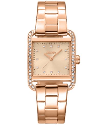 Женские часы DKNY City Midi Rose Gold Dial Rose Gold-Tone Stainless Steel Bracelet 27x34.5mm