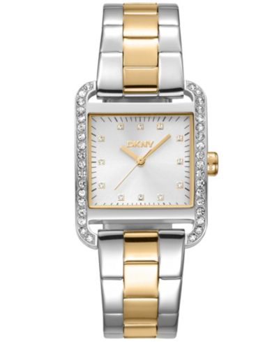 DKNY Women's City Glitz Silver Dial Gold-Two-Tone Stainless Steel Bracelet Watch 27x34.5mm
